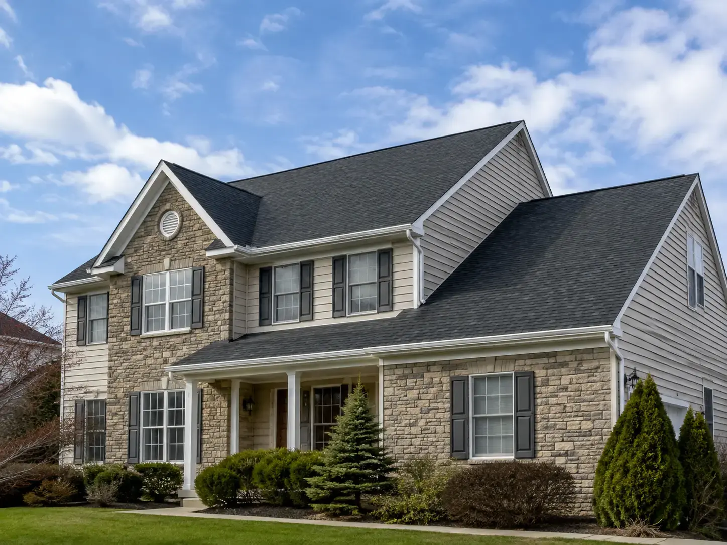 Finished architectural asphalt shingle roof installation